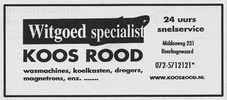 Advertentie Koos Rood